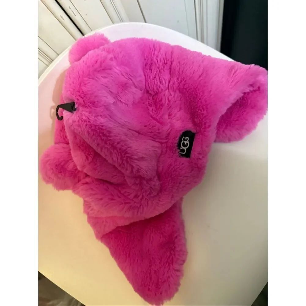 UGG Girls Faux Fur Trapper Hat With Ear Flaps Pink Size 4-6 Years NWT
